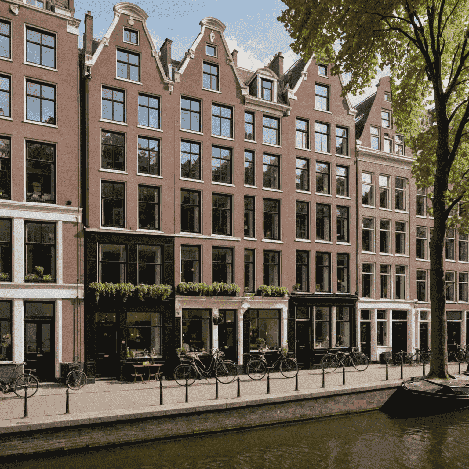 Een prachtig grachtenpand in Amsterdam met klassieke architectuur en moderne luxe elementen, gelegen aan een schilderachtige gracht.